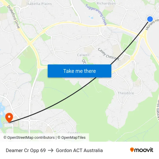 Deamer Cr Opp 69 to Gordon ACT Australia map