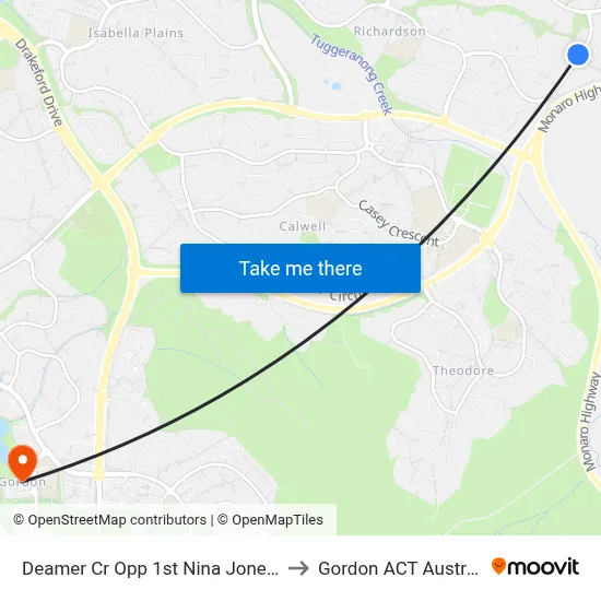 Deamer Cr Opp 1st Nina Jones Cr to Gordon ACT Australia map
