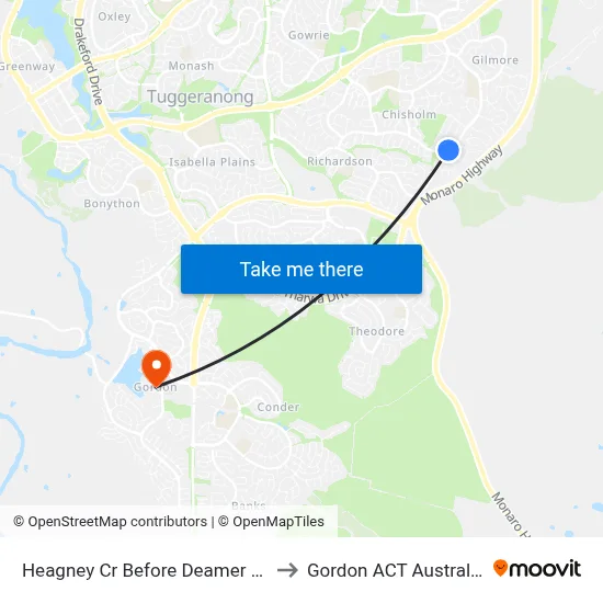Heagney Cr Before Deamer Cr to Gordon ACT Australia map