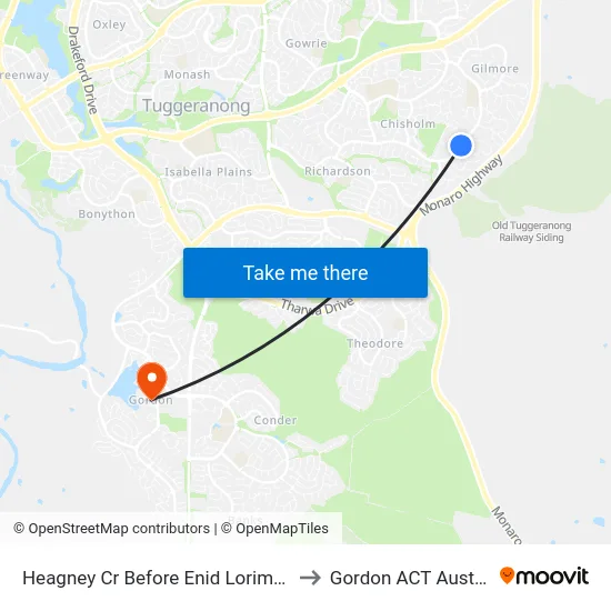 Heagney Cr Before Enid Lorimer Cct to Gordon ACT Australia map