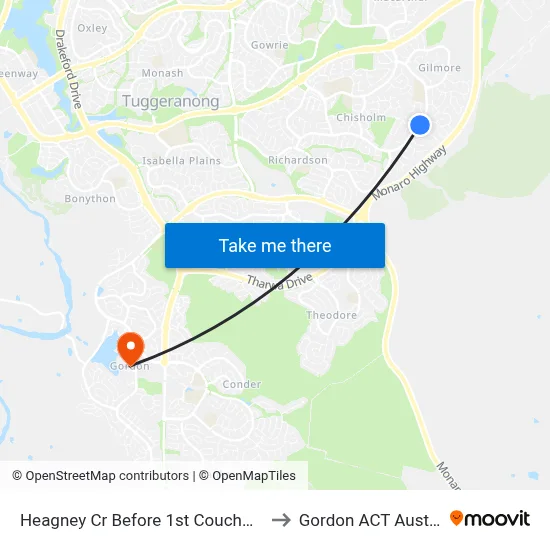 Heagney Cr Before 1st Couchman Cr to Gordon ACT Australia map