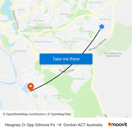 Heagney Cr Opp Gilmore Ps to Gordon ACT Australia map