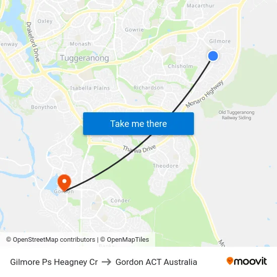 Gilmore Ps Heagney Cr to Gordon ACT Australia map