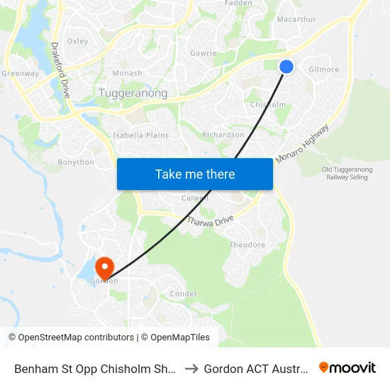 Benham St Opp Chisholm Shops to Gordon ACT Australia map