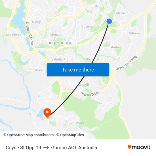 Coyne St Opp 19 to Gordon ACT Australia map