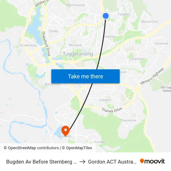 Bugden Av Before Sternberg Cr to Gordon ACT Australia map