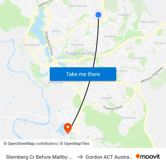 Sternberg Cr Before Maltby Cct to Gordon ACT Australia map