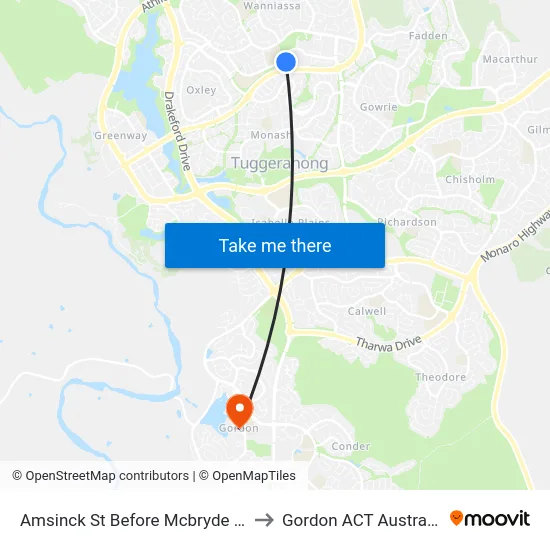 Amsinck St Before Mcbryde Cr to Gordon ACT Australia map