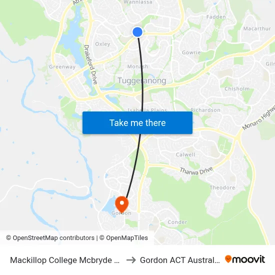Mackillop College Mcbryde Cr to Gordon ACT Australia map