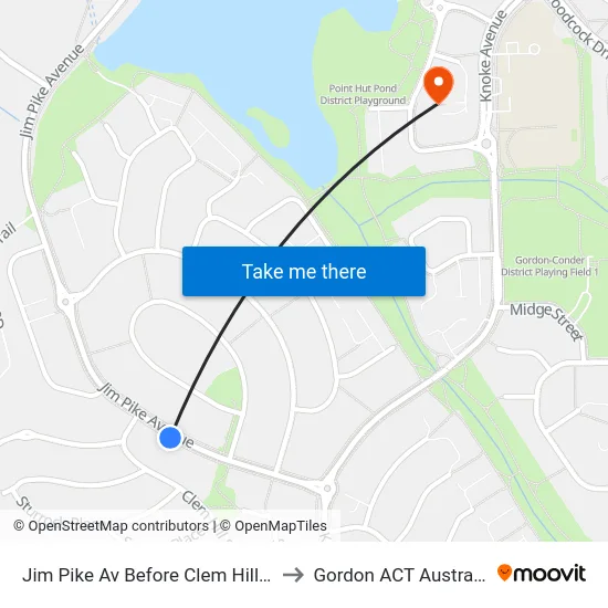 Jim Pike Av Before Clem Hill St to Gordon ACT Australia map