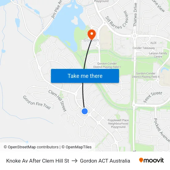 Knoke Av After Clem Hill St to Gordon ACT Australia map