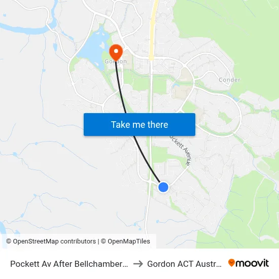 Pockett Av After Bellchambers Cr to Gordon ACT Australia map