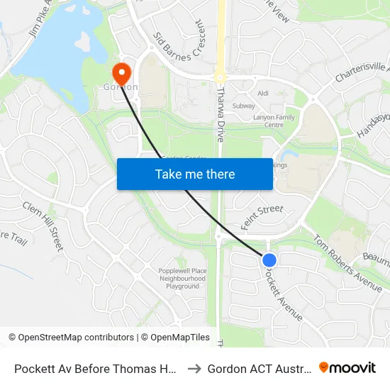 Pockett Av Before Thomas Hart St to Gordon ACT Australia map