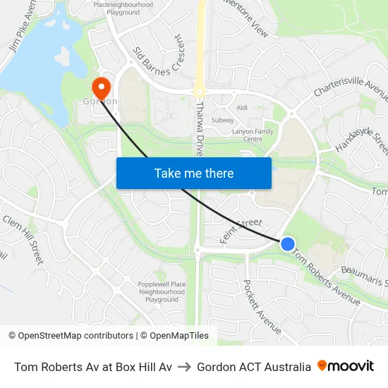Tom Roberts Av at Box Hill Av to Gordon ACT Australia map