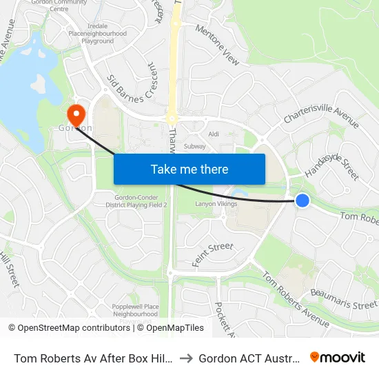 Tom Roberts Av After Box Hill Av to Gordon ACT Australia map