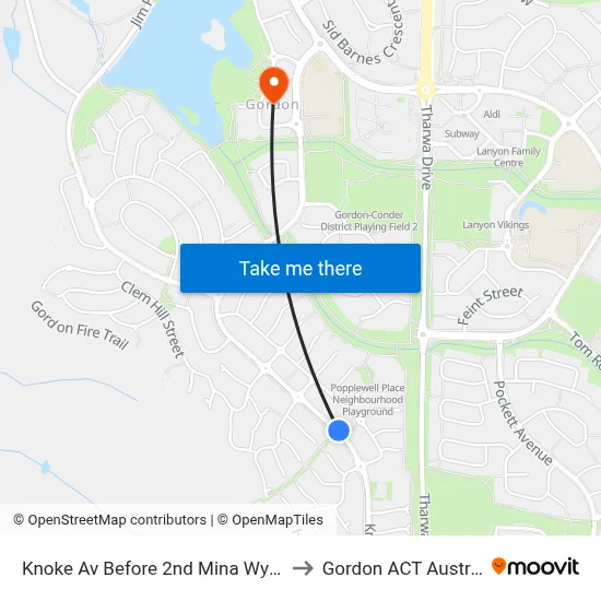Knoke Av Before 2nd Mina Wylie Cr to Gordon ACT Australia map