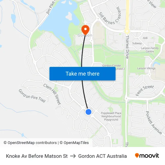 Knoke Av Before Matson St to Gordon ACT Australia map