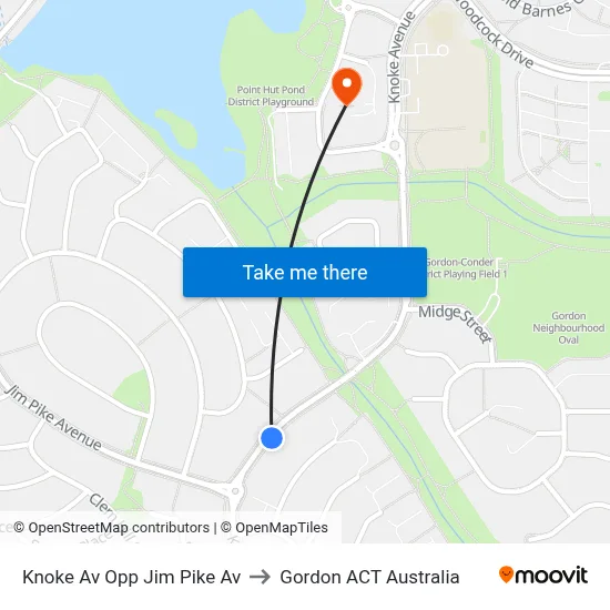 Knoke Av Opp Jim Pike Av to Gordon ACT Australia map