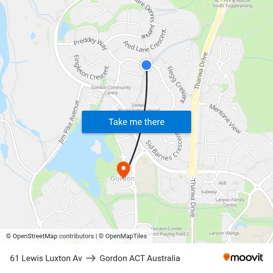 61 Lewis Luxton Av to Gordon ACT Australia map