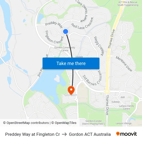 Preddey Way at Fingleton Cr to Gordon ACT Australia map