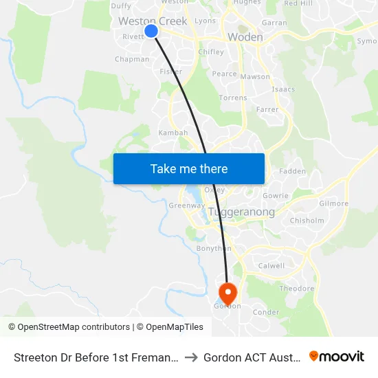 Streeton Dr Before 1st Fremantle Dr to Gordon ACT Australia map