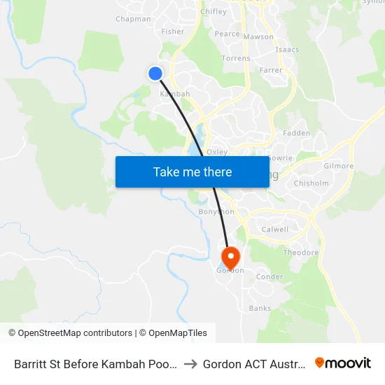 Barritt St Before Kambah Pool Rd to Gordon ACT Australia map