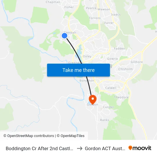 Boddington Cr After 2nd Castley Cct to Gordon ACT Australia map