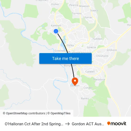 O'Halloran Cct After 2nd Springbett St to Gordon ACT Australia map