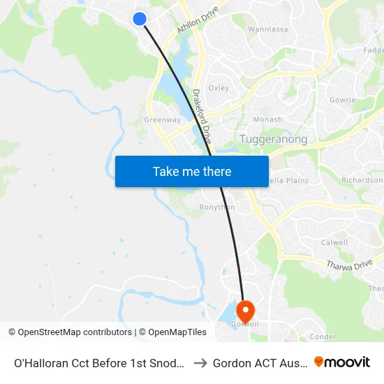 O'Halloran Cct Before 1st Snodgrass Cr to Gordon ACT Australia map