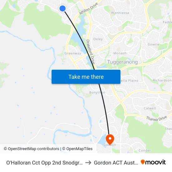 O'Halloran Cct Opp 2nd Snodgrass Cr to Gordon ACT Australia map