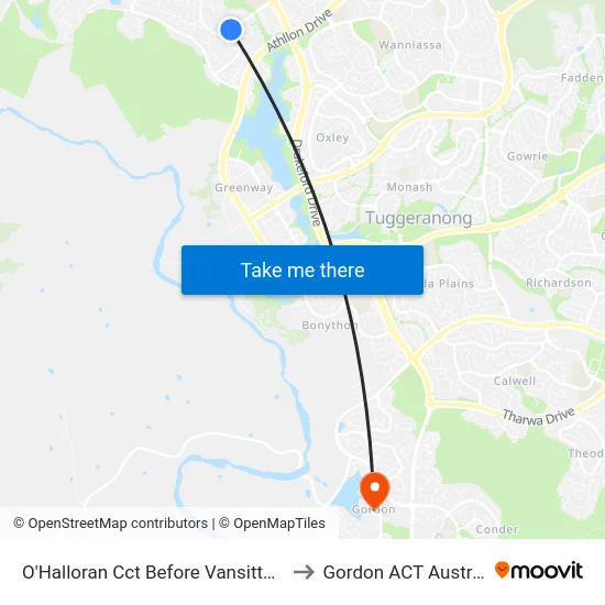 O'Halloran Cct Before Vansittart Cr to Gordon ACT Australia map