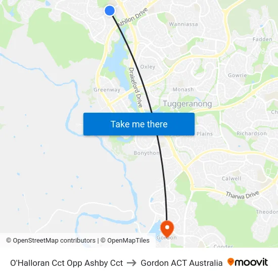 O'Halloran Cct Opp Ashby Cct to Gordon ACT Australia map