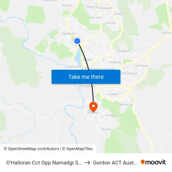 O'Halloran Cct Opp Namadgi School to Gordon ACT Australia map