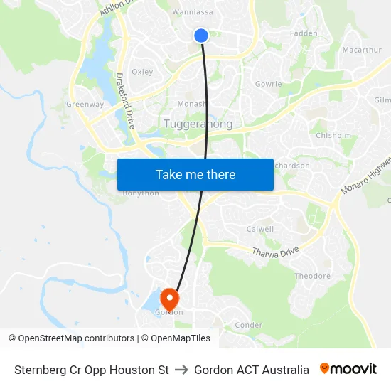 Sternberg Cr Opp Houston St to Gordon ACT Australia map