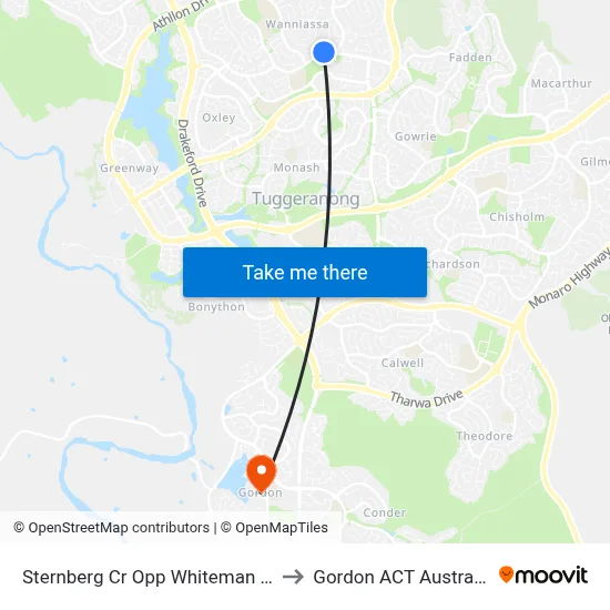 Sternberg Cr Opp Whiteman Cr to Gordon ACT Australia map
