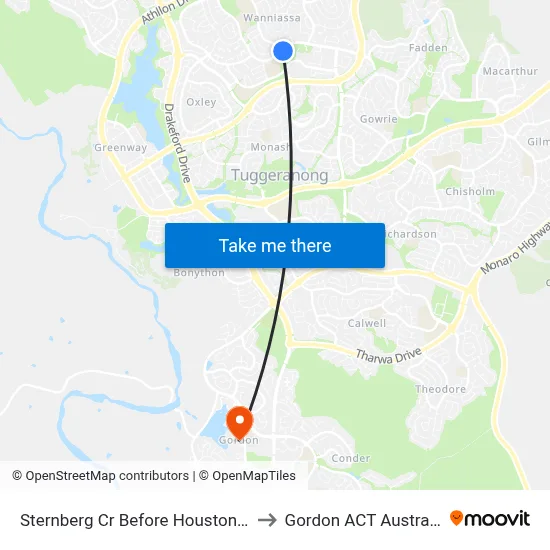 Sternberg Cr Before Houston St to Gordon ACT Australia map