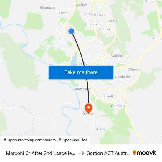 Marconi Cr After 2nd Lascelles Cct to Gordon ACT Australia map