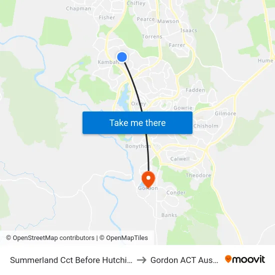Summerland Cct Before Hutchison Cr to Gordon ACT Australia map