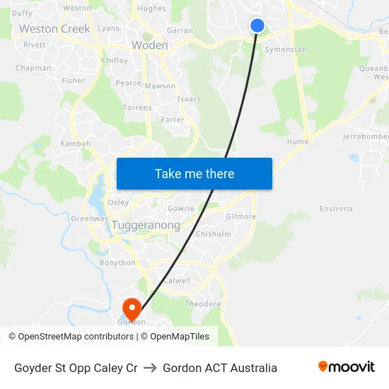 Goyder St Opp Caley Cr to Gordon ACT Australia map