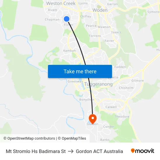 Mt Stromlo Hs Badimara St to Gordon ACT Australia map
