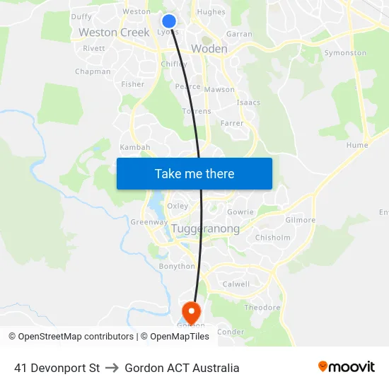 41 Devonport St to Gordon ACT Australia map