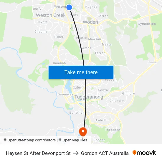 Heysen St After Devonport St to Gordon ACT Australia map
