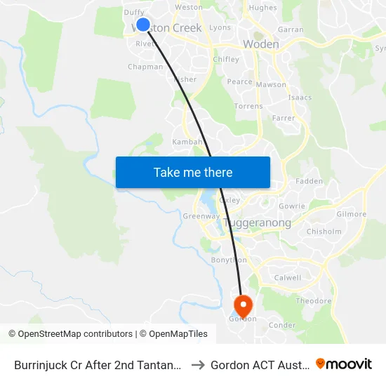 Burrinjuck Cr After 2nd Tantangara St to Gordon ACT Australia map