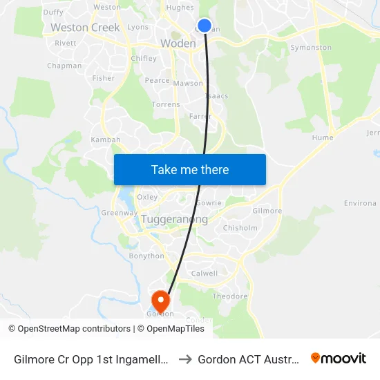 Gilmore Cr Opp 1st Ingamells St to Gordon ACT Australia map