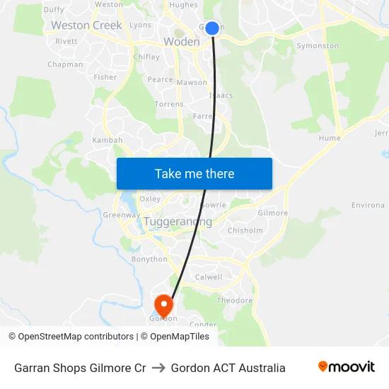 Garran Shops Gilmore Cr to Gordon ACT Australia map