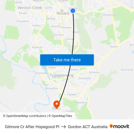 Gilmore Cr After Hopegood Pl to Gordon ACT Australia map