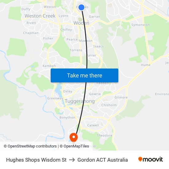 Hughes Shops Wisdom St to Gordon ACT Australia map