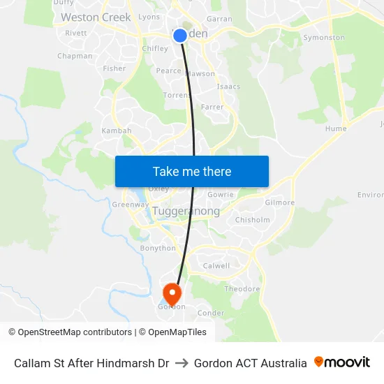 Callam St After Hindmarsh Dr to Gordon ACT Australia map
