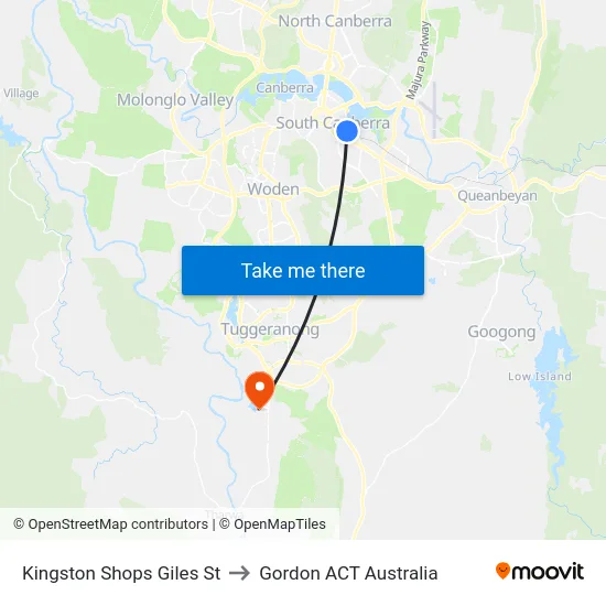 Kingston Shops Giles St to Gordon ACT Australia map