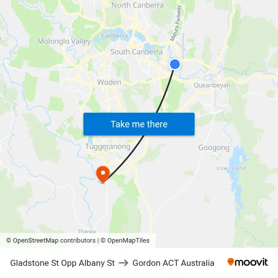 Gladstone St Opp Albany St to Gordon ACT Australia map